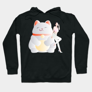 Fortune Cat & Beauty with Love Sign Hoodie